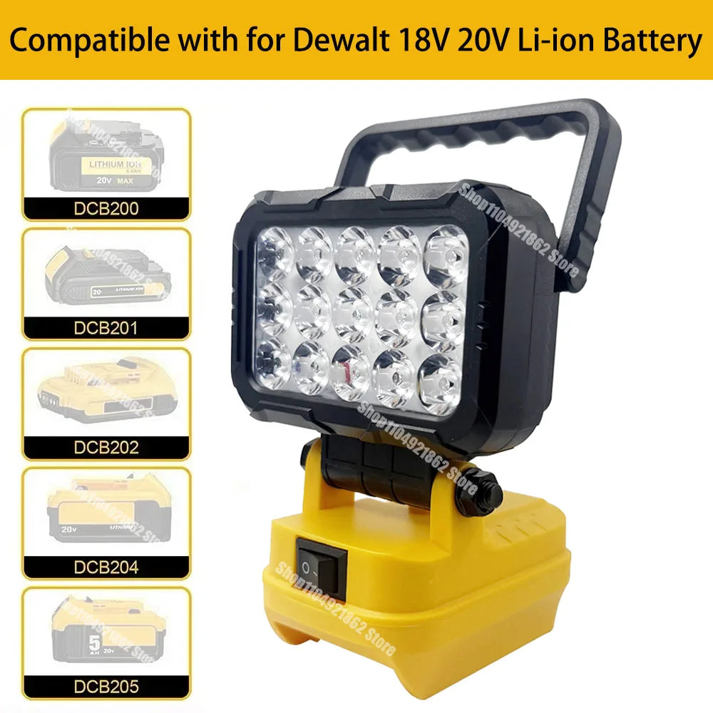 18V Lithium Battery LED Work Light – USB Charger Hand Lantern for Makita, Milwaukee & Dewalt Power Tools