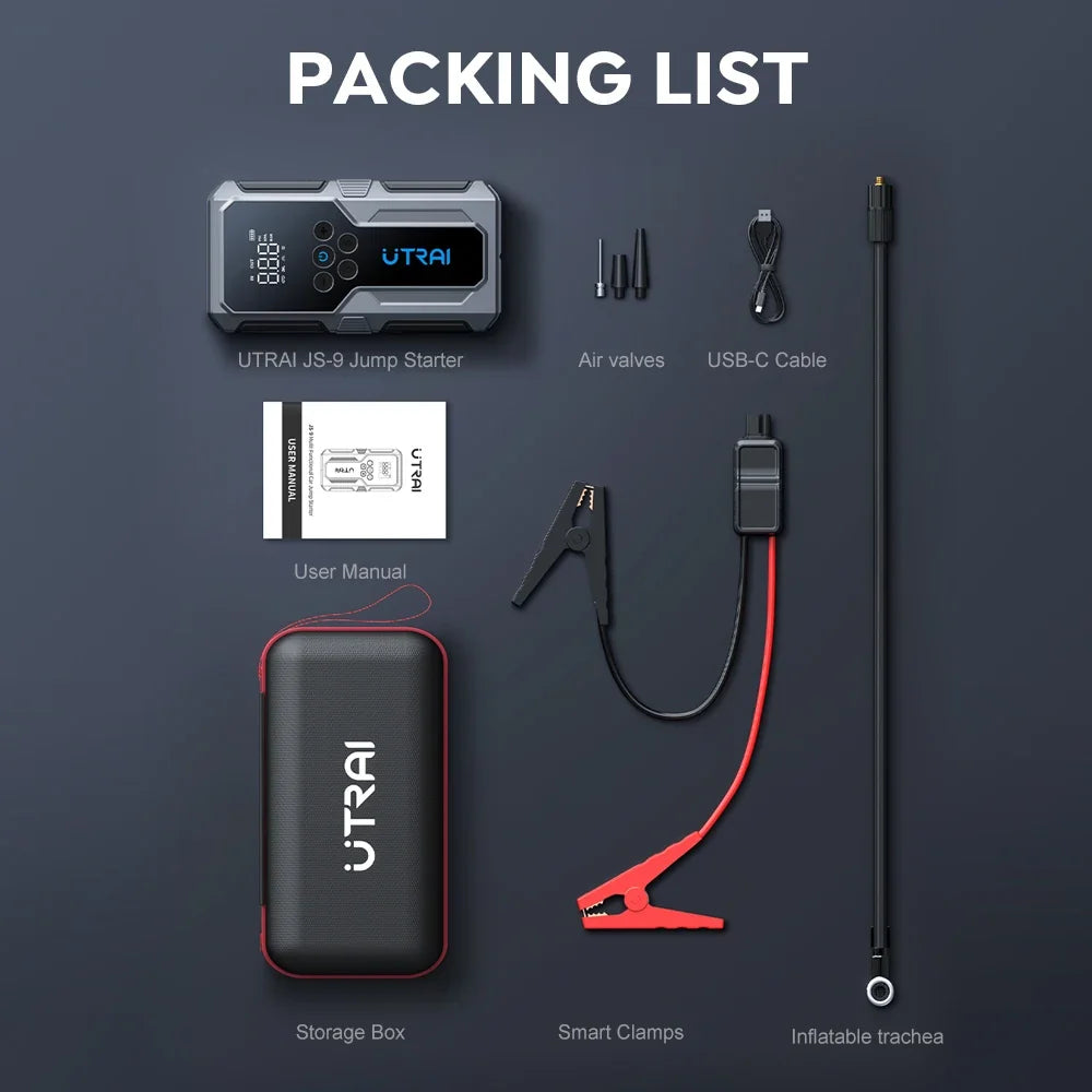 UTRAI 1500A Car Jump Starter - Portable Power Bank with 150PSI Air Pump Emergency Battery Booster and Vehicle Starting Device
