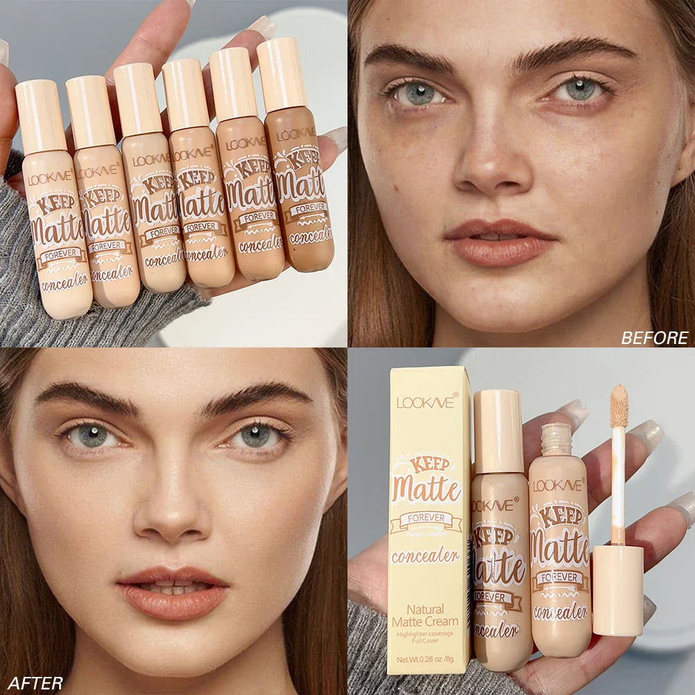 Waterproof Matte Liquid Concealer – Moisturizing Cream for Acne, Dark Circles, Face Contouring & Foundation Makeup