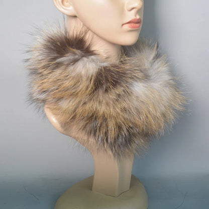 2025 Real Fox Fur Scarf and Headband – Luxury Winter Neck Warmer for Women, 100% Natural Fur, Elastic Ring Muffler