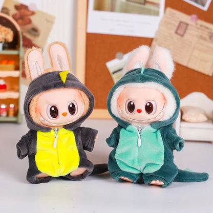 13cm Labubu Doll Clothes — 6-Piece Dinosaur Animal Outfit with Hat