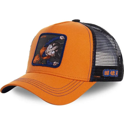 Dragon Ball Son Goku Trucker Cap - Embroidered Adjustable Mesh Sun Visor Hat for Men Summer Travel