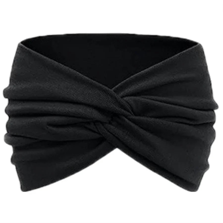 Wide Solid Color Turban Headband – Non-Slip Yoga, Running & Casual Hair Accessory