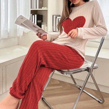 Women’s 2PCS Pajama Set – Long Sleeve Top & Pants Sleepwear Loungewear for Spring & Autumn