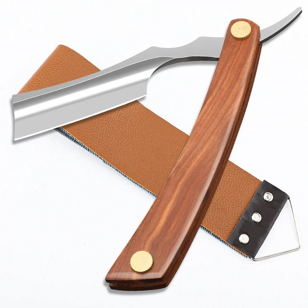Professional Barbershop Men’s Shaver – Straight Edge Barber Razor Knife for Beard Shaving with Wiping Cloth