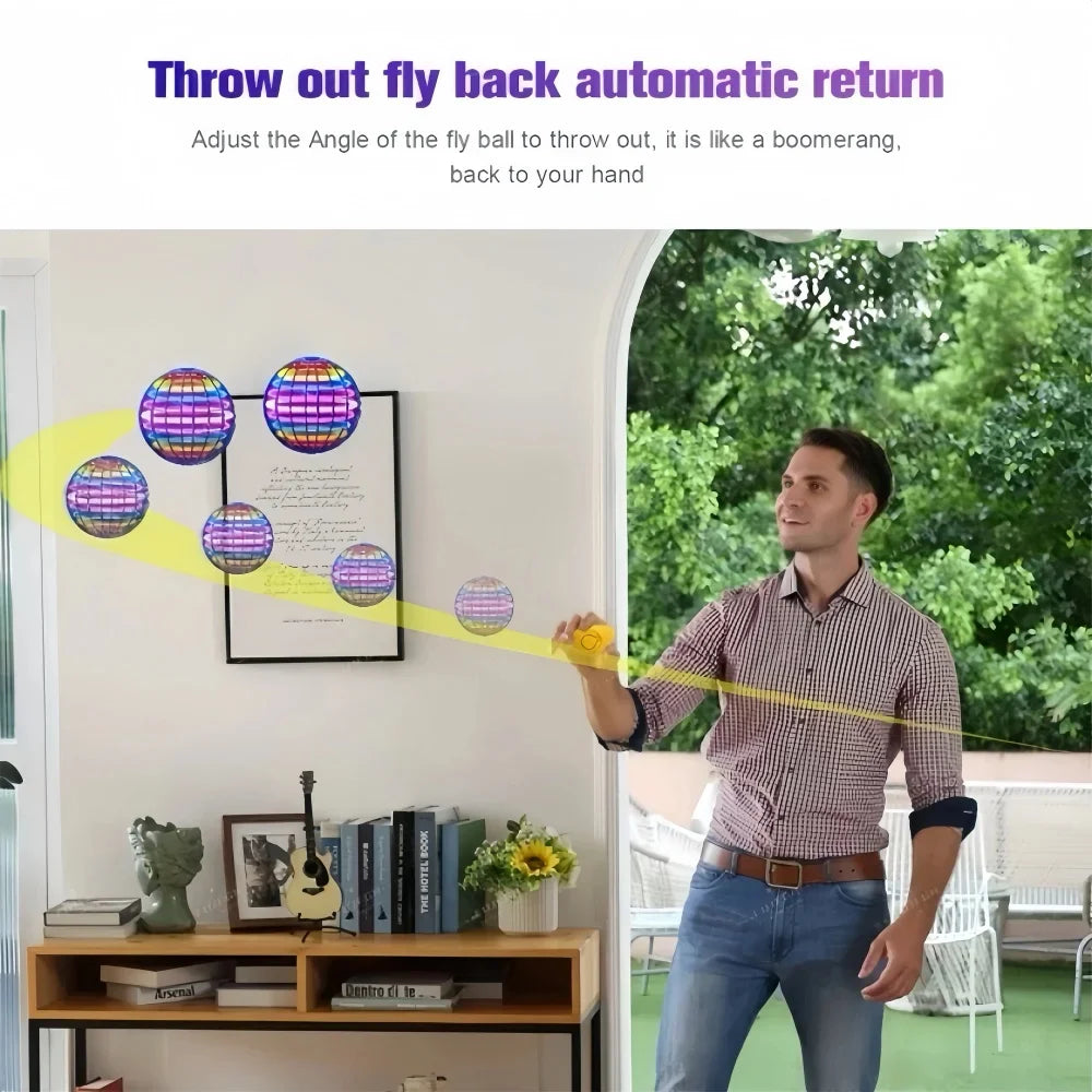 Flying Ball Boomerang LED Toy — Flyorb Magic Drone Hover Spinner, Fun Fidget Toy for Kids & Family Gift
