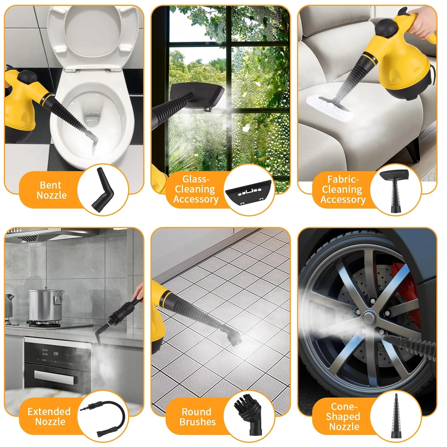 Pressurized Handheld SteamShot Steam Cleaner - Hard Surface Cleaner for Stain Removal, Curtains, Car Seats & Floors