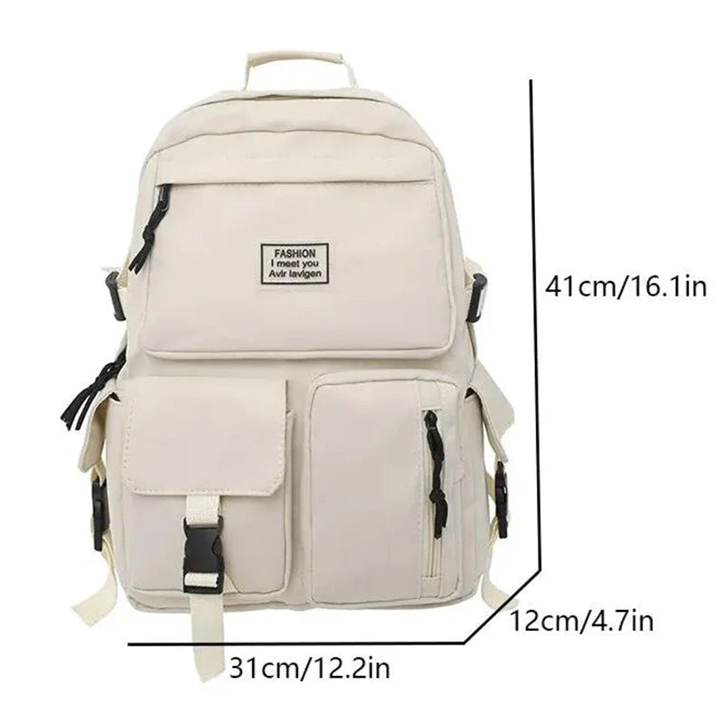 Multi-Pocket Nylon Backpack — Large-Capacity School & Computer Bag for Men & Women