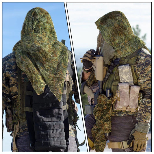 Tactical Camouflage Mesh Scarf - Outdoor Sports, Sniper Face Veil for Wargame, Camping, Hunting, and Cycling