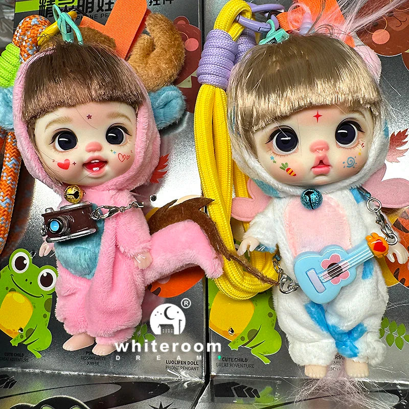 Mini Labbu Pocket Doll – Jointed Blythe-Style Boy & Girl Doll for Girls, Rainbow Ball Mobile Phone Decoration