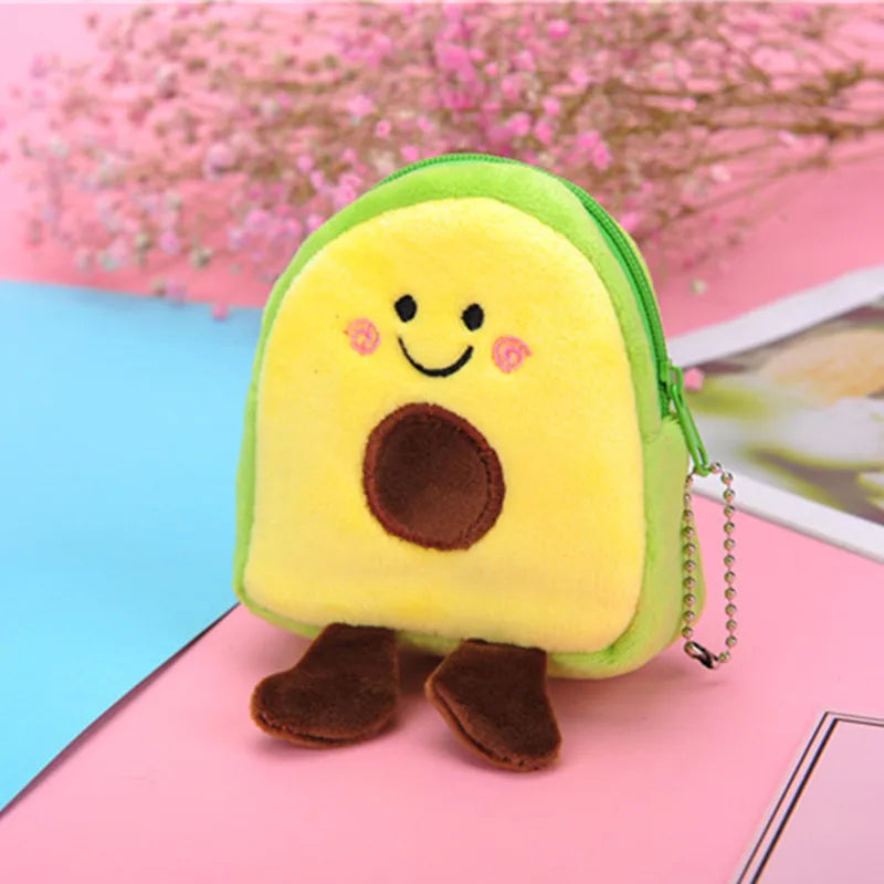 Cute Fruit Avocado Shaped Coin Purse - Plush Key Chain, USB Cable, Lipstick Storage Bag & Pendant Toy Gift