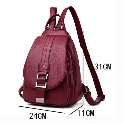 Multifunctional Women's Leather Backpack - Casual Style for Teen Girls, School and Travel Bagpack, Ladies' Chest Bag Sac