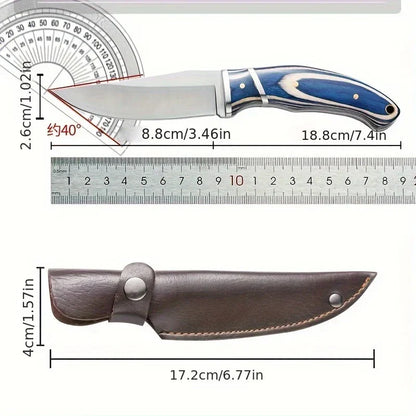 7.5-Inch Multi-Purpose Knife – Stainless Steel with Color Wood Handle – Ideal for Home Kitchen, Outdoor Camping, and Barbecue
