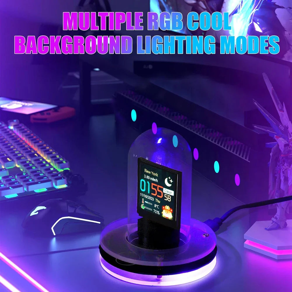 Bitcoin Price Tracker Nixie Tube Alarm Clock with RGB Lights, WiFi Weather Station, DIY Album & GIF Display