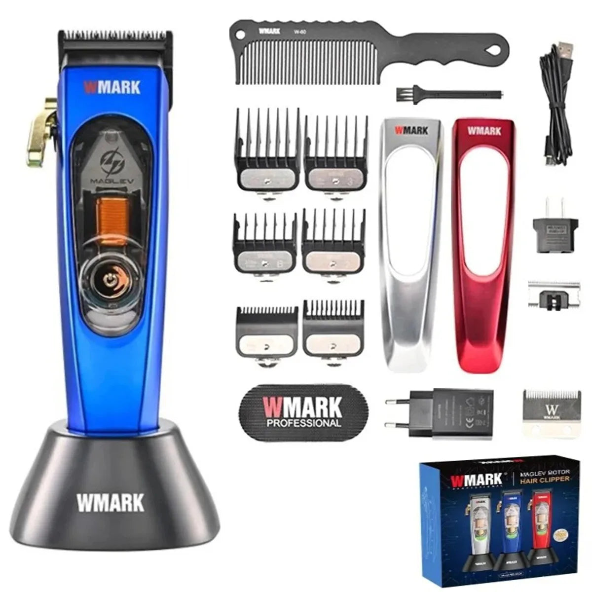 WMARK NG-9004 Professional Hair Clipper for Men – 10000 RPM Maglev Motor, DLC Hair Cutting Machine with Base Charger