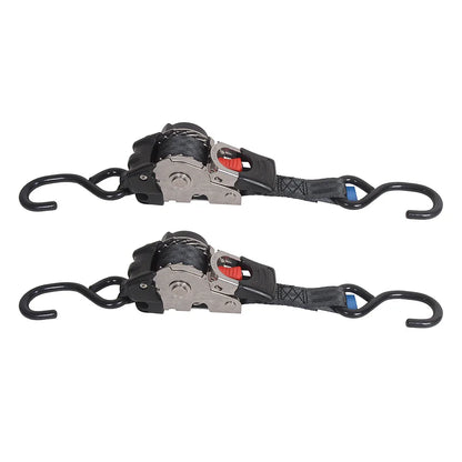 2 Pack Bolt-On Retractable Ratchet Tie Down Straps – Heavy Duty Stainless Steel Auto Retracting Cargo Securing Straps for Transport & Truck Use