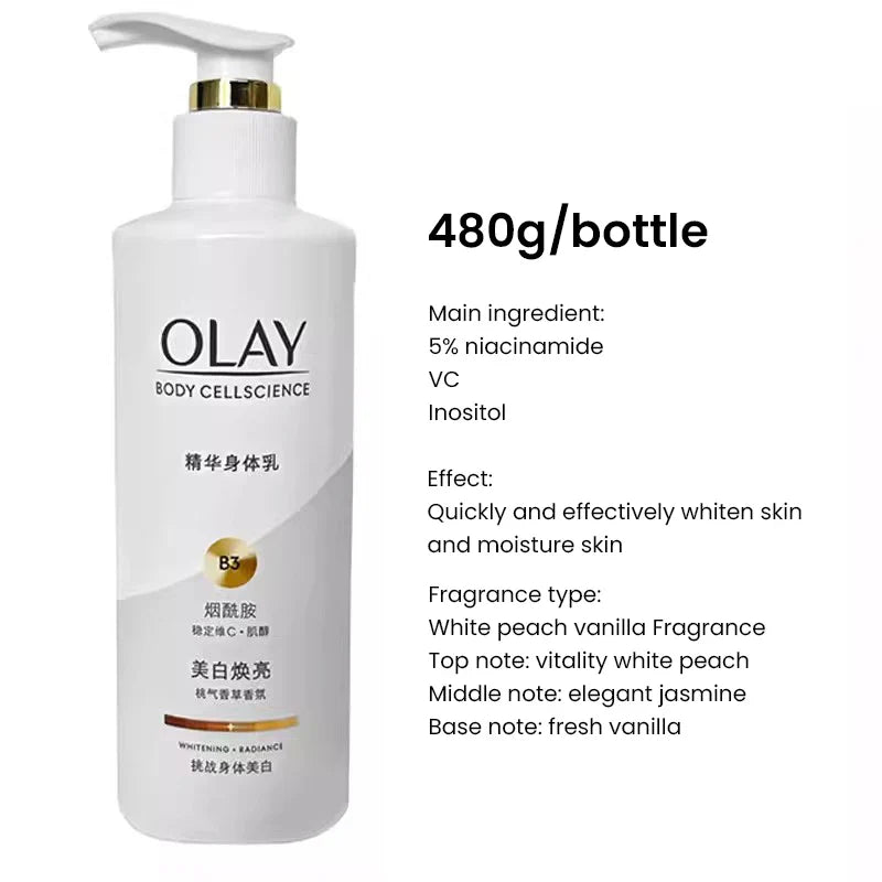 Olay Whitening & Moisturizing Body Cream – Vitamin C & B3 for Soft, Hydrated Skin (260/480ml)