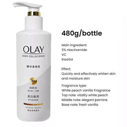 Olay Whitening & Moisturizing Body Cream – Vitamin C & B3 for Soft, Hydrated Skin (260/480ml)