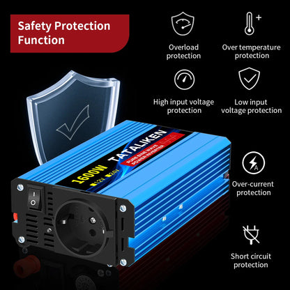 Pure Sine Wave Power Inverter 1000W–4000W – DC 12V/24V to AC 220V 50Hz Converter with Universal Socket Charger Adapter