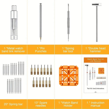 Watch Repair Tool Kit – Link Band Pin Remover & Adjuster Set for Professional Watchmaking