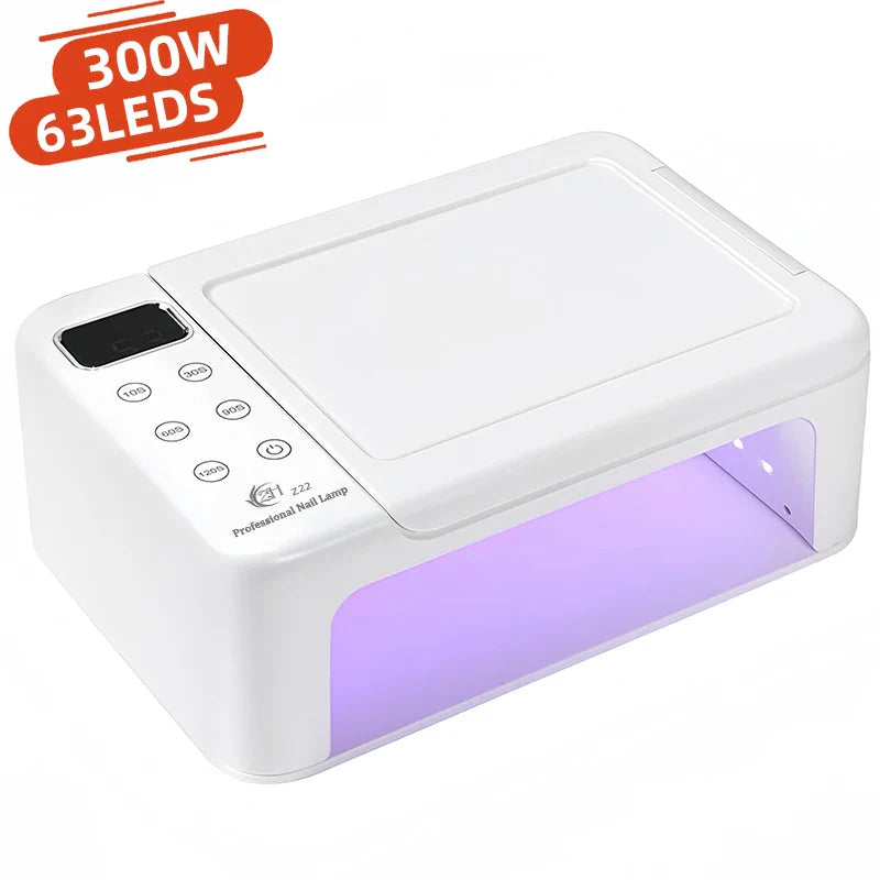 300W High-Power Nail Dryer Lamp with Hand Pillow – 63 LED UV Lamp for Press-On Nails & Gel Curing Machine