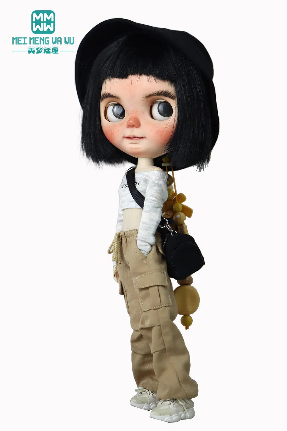 Blythe & Azone OB22/OB24 Doll Clothes — Fashion Jeans Overalls in Khaki, Army Green, Denim Blue, Pink & Black