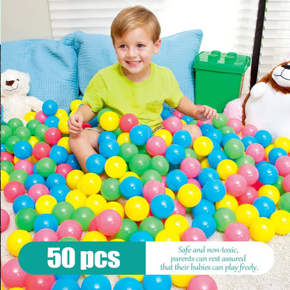 Colorful Baby Plastic Balls — Water Pool & Ocean Wave Balls with Basketball Hoop for Kids, Outdoor Tent Playhouse Toys