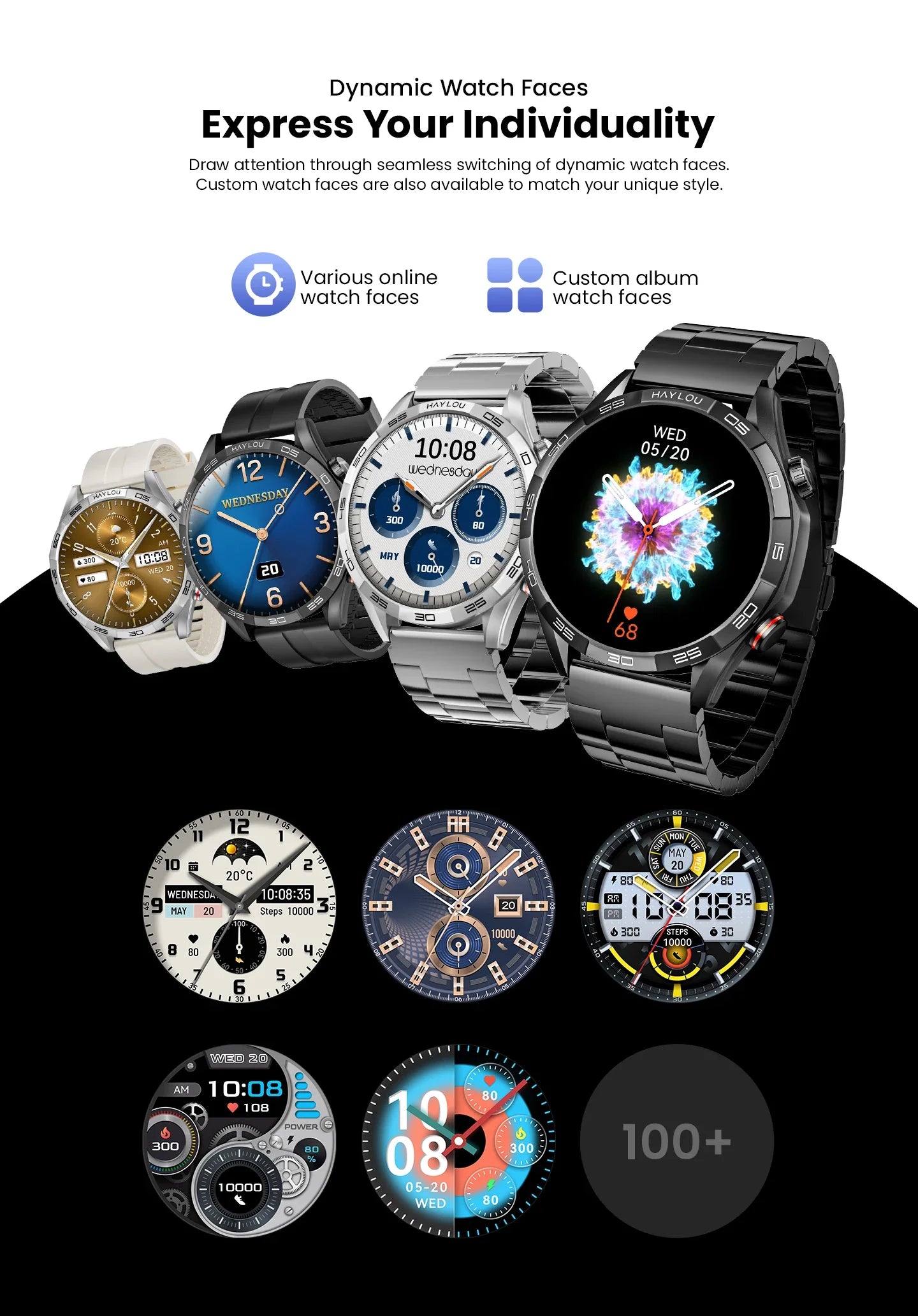 HAYLOU Solar 5 Smartwatch — 1.58" AMOLED, Voice Calling, 24H Health & Sports Tracker for Men