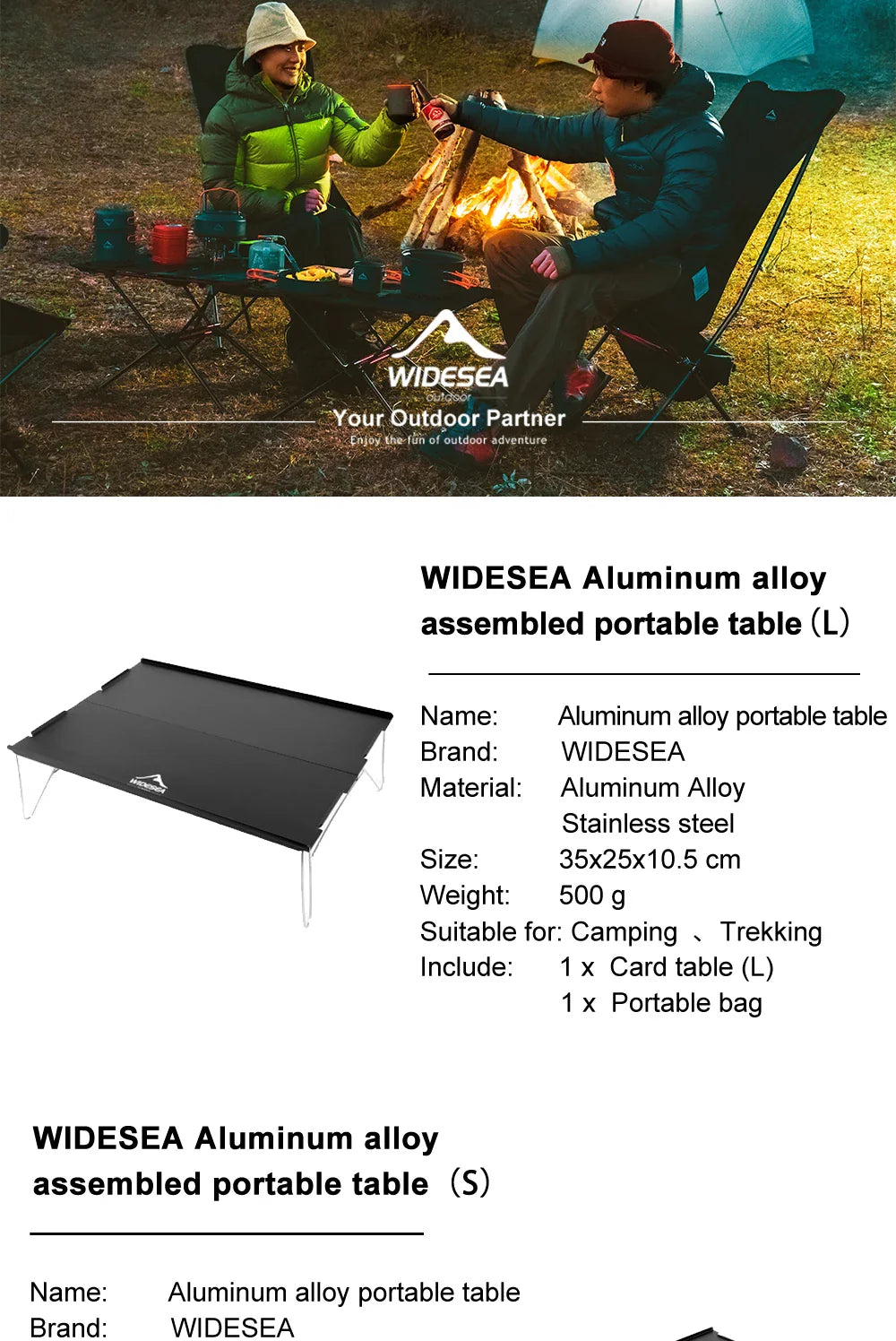 Widesea Camping Foldable Table – Ultra-Light Portable Outdoor Desk for Climbing, Fishing, Picnic & Tourism Supplies