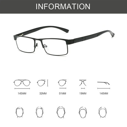 Elderly Anti-Blue Light Reading Glasses – Metal Optical Frame Business Eyewear for Men, Fashion Presbyopia Glasses +1.0 to +4.0
