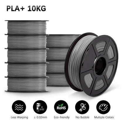 SUNLU 10KG 3D Printer Filament Set – 1.75mm PLA, PETG, PLA+ & Clear, 10 Rolls x 1KG Neatly Wound for 3D Printers & 3D Pens