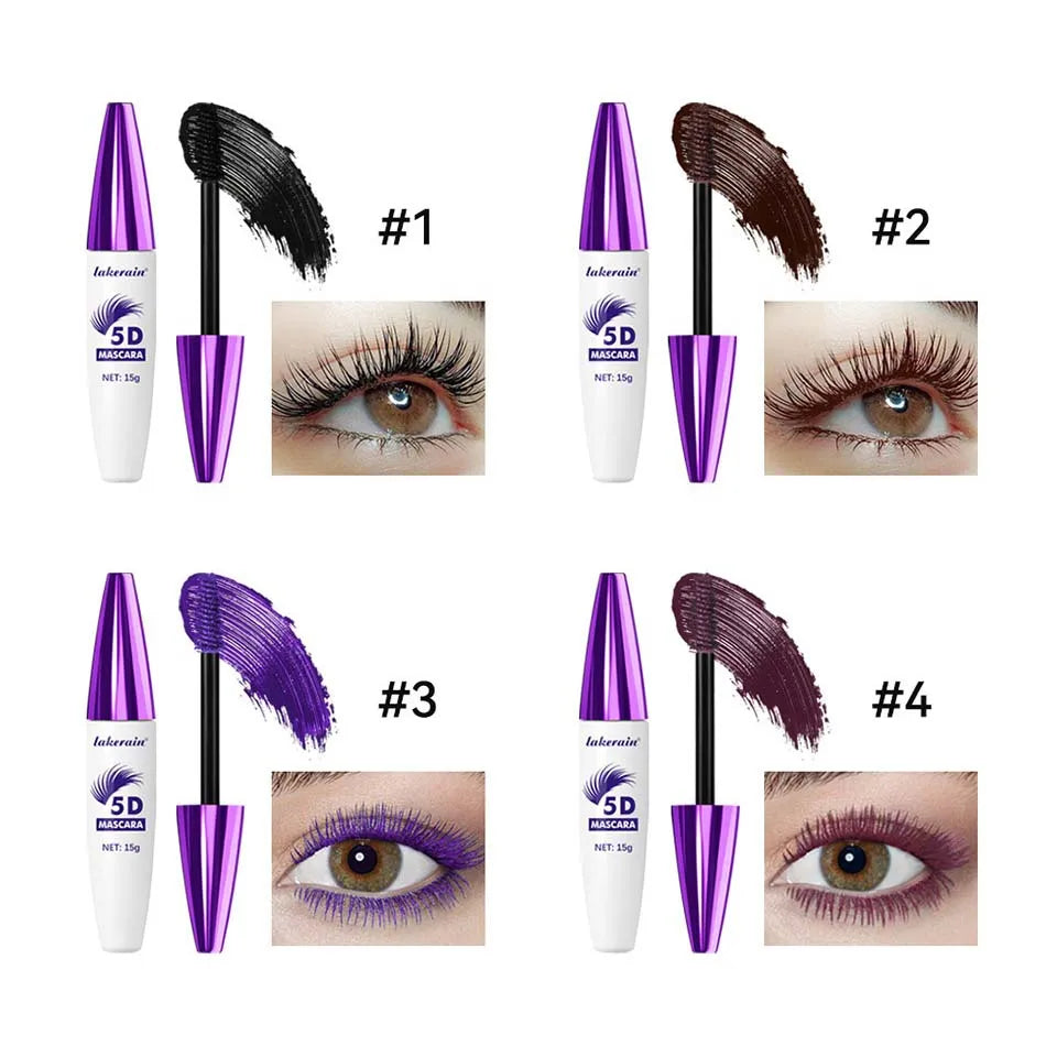 Red Wine Brown 5D Mascara — 3D Curling, Waterproof, Non-Smudge, Fast-Dry Eyelash Extension Makeup
