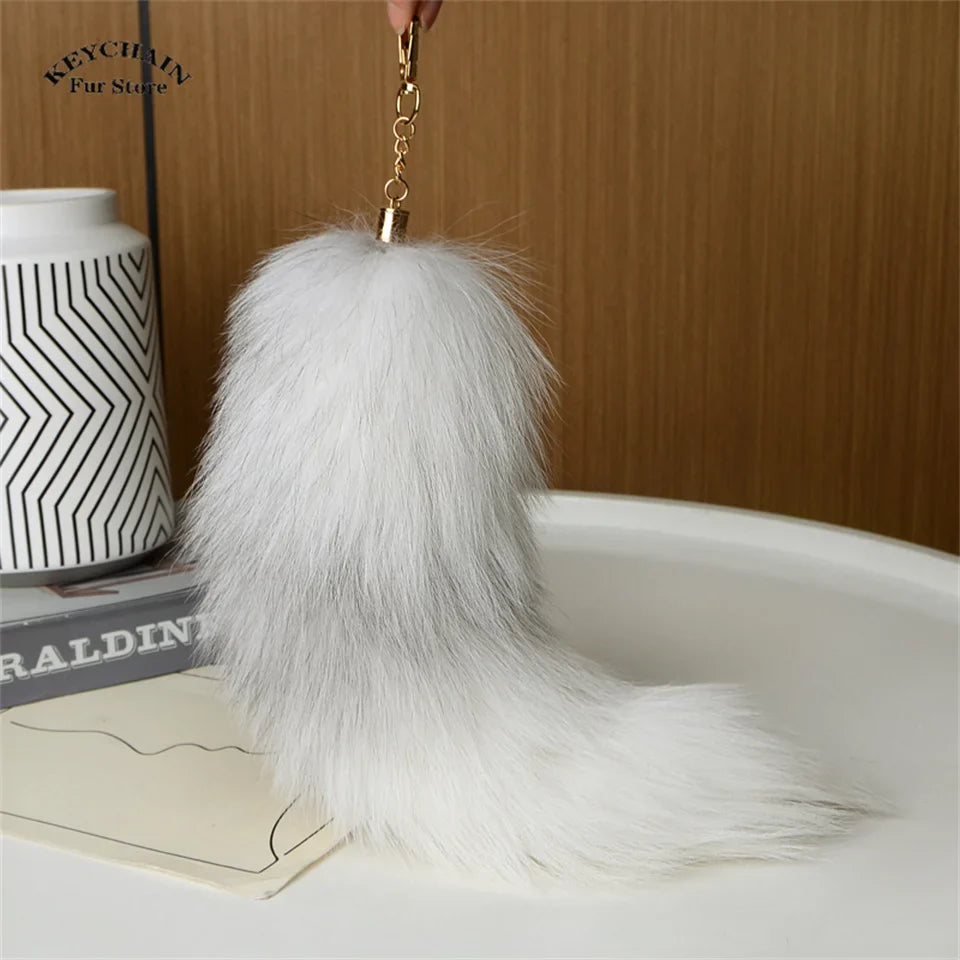 Cute Fluffy Bunny Fur Keychain – Plush Pom Pom Bag Charm and Car Key Ring with Hair Bow