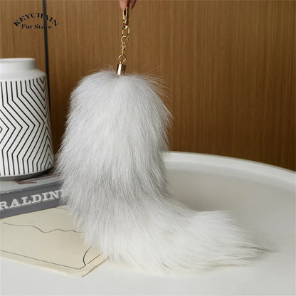 Cute Fluffy Bunny Fur Keychain – Plush Pom Pom Bag Charm and Car Key Ring with Hair Bow