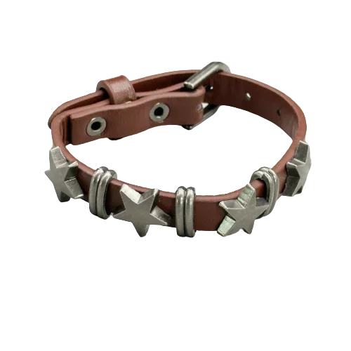Punk Rock Hip Hop PU Leather Bracelet – Unisex Skull, Pentagram & Rivet Chain Bracelet, Trendy Party Jewelry Accessory