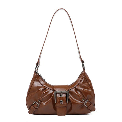 Y2K Retro Pleated Hobo Shoulder Bag for Women – Maillard Style Underarm Clutch Handbag for Travel, Work & Shopping