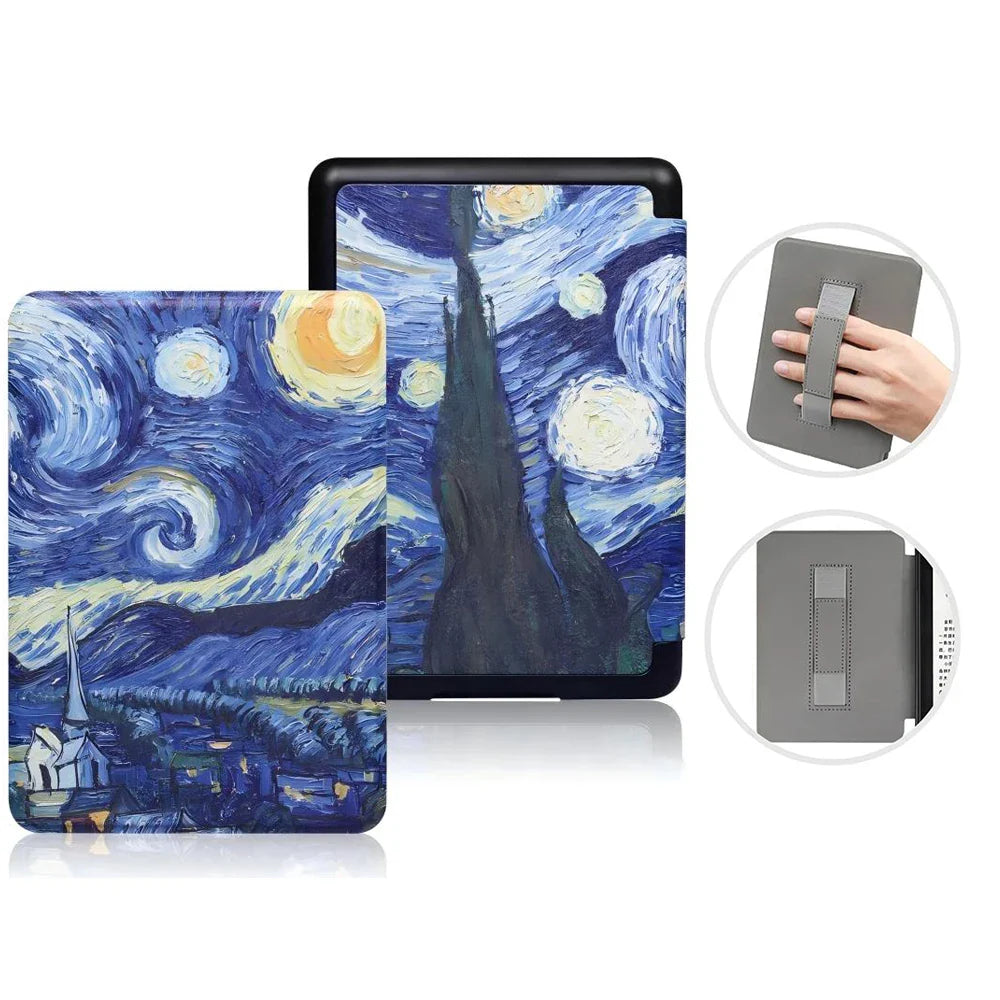 6" Kindle 11th Generation 2024 Case | PU Leather Ebook Cover with Hand Strap & Auto Wake Sleep