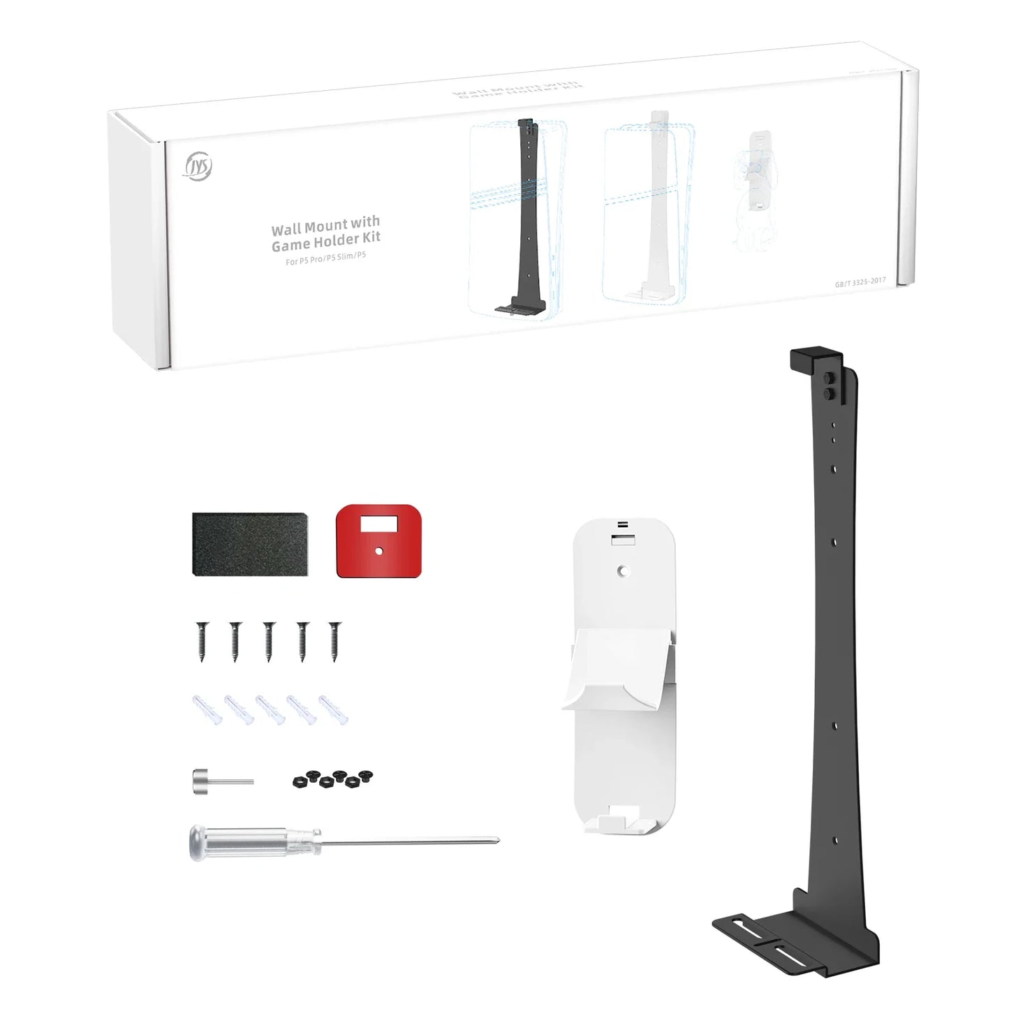 Steel Wall Mount Bracket for PS5 Slim – Stable Metal Wall Stand with Controller & Headphone Holder P5227