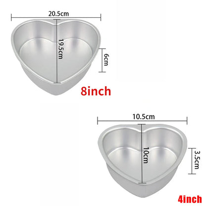 Aluminum Alloy Heart-Shaped Cake Molds with Removable Bottom - 3/4/5/6/7/8/10 Inch Baking Mould Tool for Cakes, Muffins, Bread, and Cheese