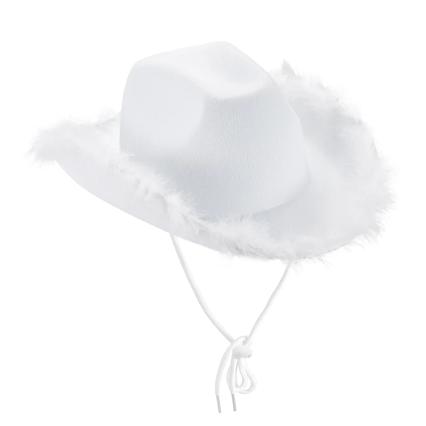 Women's Cowboy Hat – Wide Brim Solid Color with Furry Trim for Parties & Outings