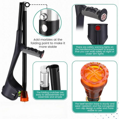 Lightweight Adjustable Aluminum Forearm Crutches for Adults — Foldable Elbow Crutch with Cuff for Walking