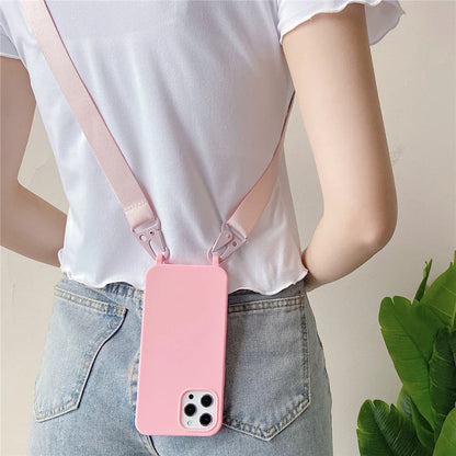 Crossbody Lanyard Silicone Soft Case for iPhone – Shockproof Necklace Strap Cover for iPhone 7–15 Pro Max, XR, XS, X, 11–14