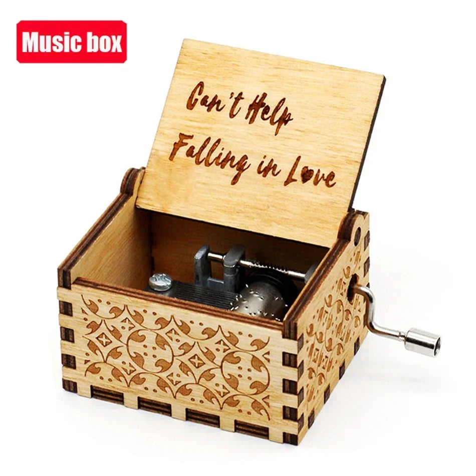 Wooden Hand Crank Jurassic Park Music Box – Classic Theme Melody Gift for Kids & Collectors