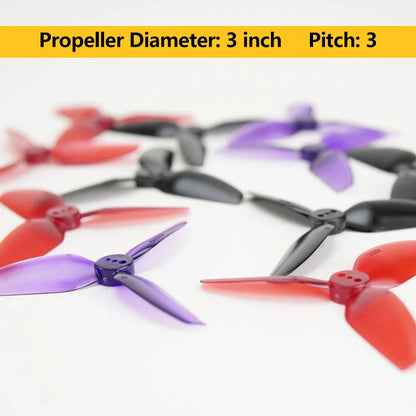 2 Pairs HQProp T3X3X3 3030 3-Blade Propellers – CW & CCW for RC FPV Freestyle 3" Toothpick & Cinewhoop Ducted Drones