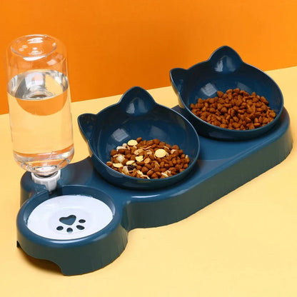 3-in-1 Automatic Cat Feeder – Double Bowl Water & Food Dispenser for Cats & Small Dogs