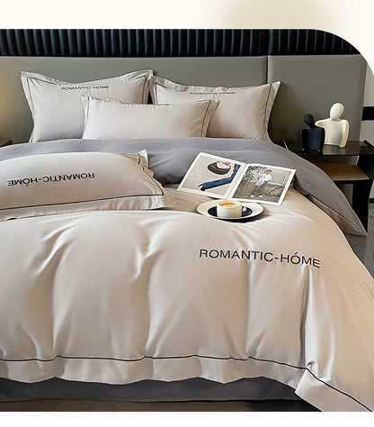 Pure Cotton Long Staple Bedding Set - 4PCS, Matte Bed Sheet & Duvet Cover, All Cotton