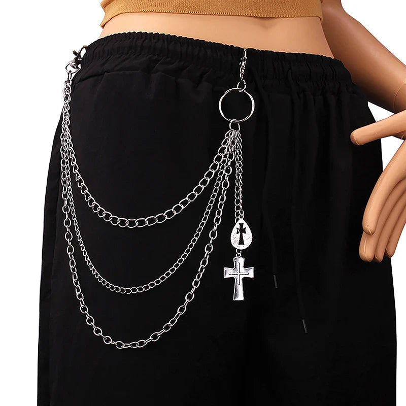 Punk Rock Metal Waist Chain Keychain – Unisex Hip-Hop Jewelry for Jeans, Wallets & Accessories