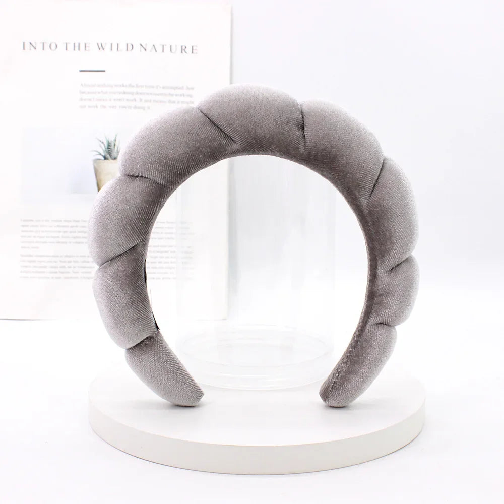 Velvet Sponge Spa Headband – Wide Padded Makeup & Face Washing Hairband for Skincare, Shower & Beauty Routine for Women & Girls