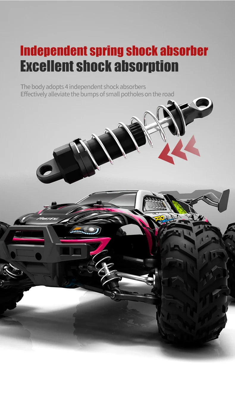 1:16 4WD RC Car – 70KM/H High-Speed Drift Monster Truck with LED, Remote Control, 4x4 for Kids, WLtoys 144001