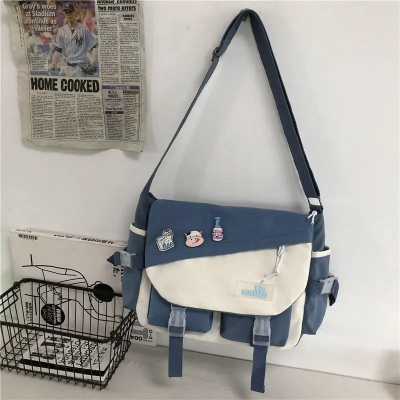 Large Capacity Nylon Crossbody Messenger Bag – Casual Shoulder School Bag for Teens, Students & Everyday Use